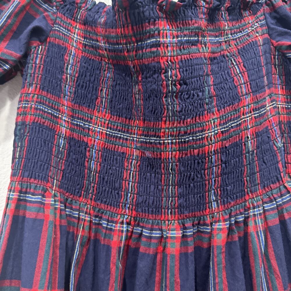 HILL HOUSE Dress Athena Plaid Print Dress Navy Blue Red Preppy Academia Small - Picture 6 of 8